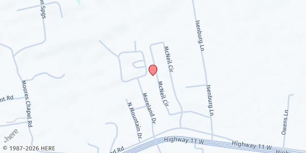 Map showing Mooresburg Community Center at 318 McNeil Circle, Mooresburg, TN