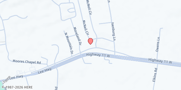 Map showing Open Arms at 208 Calvary Church Rd, Mooresburg, TN