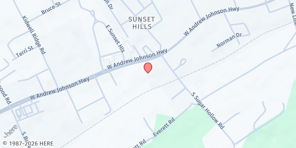 Map showing Manley Baptist Church at 3603 West Andrew Johnson Highway, Morristown, TN