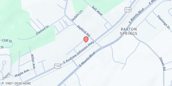 Map showing Morristown Food Pantry at 4185 East Andrew Johnson Highway, Morristown, TN