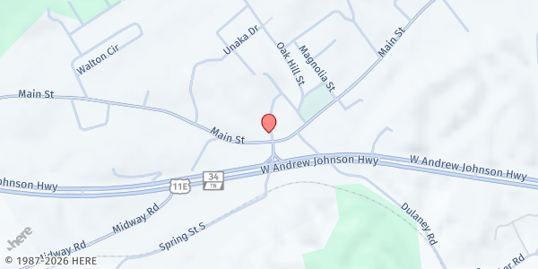 Map showing Mosheim Community Outreach Center at 1030 Main Street, Mosheim, TN