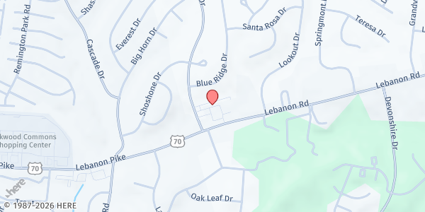 Map showing Friendship Community Church at 15285 Lebanon Rd., Mount Juliet, TN