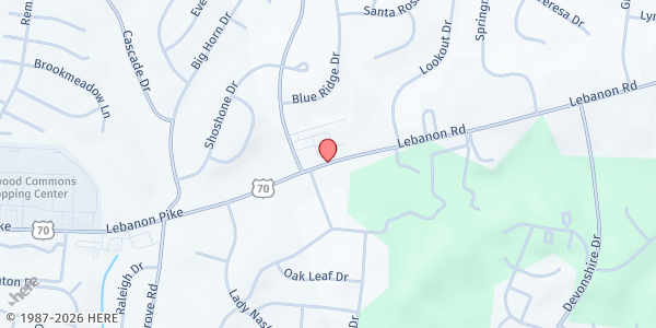 Map showing Friendship Community Church at 15285 Lebanon Rd., Mount Juliet, TN