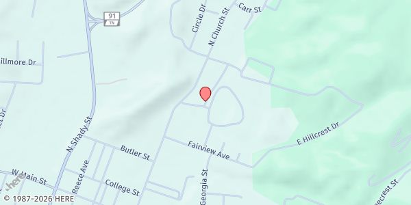 Map showing Mountain City Baptist Church at 517 Fairground Ln, Mountain City, TN