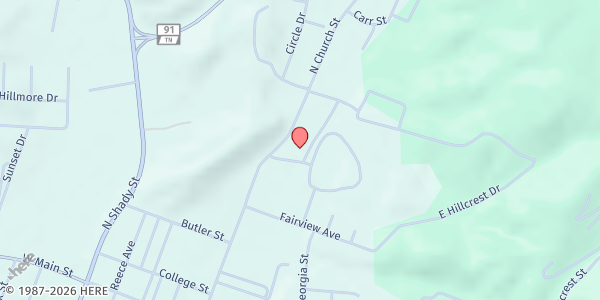Map showing Mountain City Presbyterian at 525 Fairground Ln, Mountain City, TN