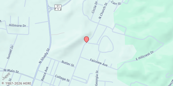 Map showing Mtn. City Presbyterian at 201 Fairground Ln, Mountain City, TN