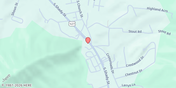 Map showing UETHDA Neighborhood Service Center at 784 S Shady St, Mountain City, TN