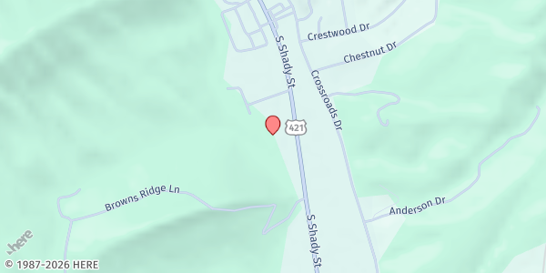 Map showing Village Apts at 1250 S Shady St, Mountain City, TN