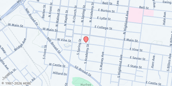 Map showing Blessing box at First Baptist at Near the First Baptist Church, Murfreesboro, TN