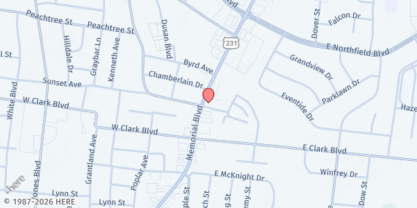 Map showing Destiny Center at 1510 Memorial Blvd, Murfreesboro, TN