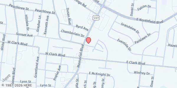 Map showing Destiny Center at 1510 Memorial Blvd, Murfreesboro, TN