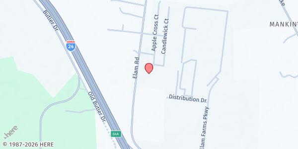 Map showing Murfreesboro Seventh-day Adventist Church at 2815 Elam Rd, Murfreesboro, TN