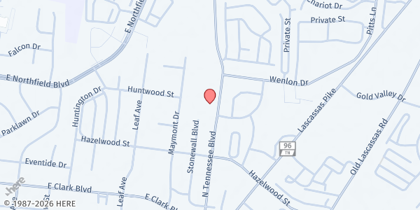 Map showing Saint Rose of Lima Catholic Church at 1601 N Tennessee Blvd., Murfreesboro, TN