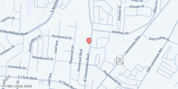 Map showing Saint Rose of Lima Catholic Church at 1601 N Tennessee Blvd, Murfreesboro, TN