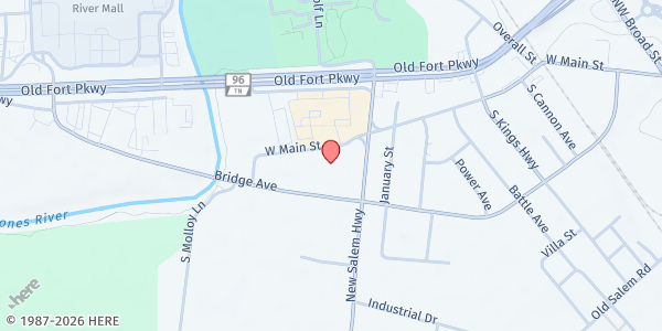 Map showing Salvation Army, Murfreesboro at 1137 West Main Street, Murfreesboro, TN