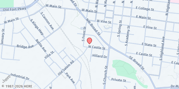 Map showing The Journey Home at 308 West Castle St., Murfreesboro, TN