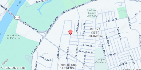 Map showing 25th and Dowlan in Cumberland Acts at 25th and Dowlan in Cumberland Acts, Nashville-Davidson, TN