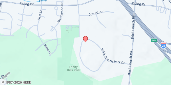 Map showing Bridge Ministries Main Office at 533 Brick Church Park Dr., Nashville-Davidson, TN