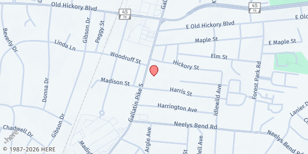 Map showing Broken Restored Redeemed Ministries at 331 South Gallatin Rd., Nashville-Davidson, TN