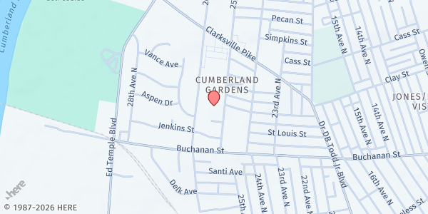 Map showing Catholic Charities FRC at C.E. McGruder at 2013 25th Ave North, Nashville-Davidson, TN