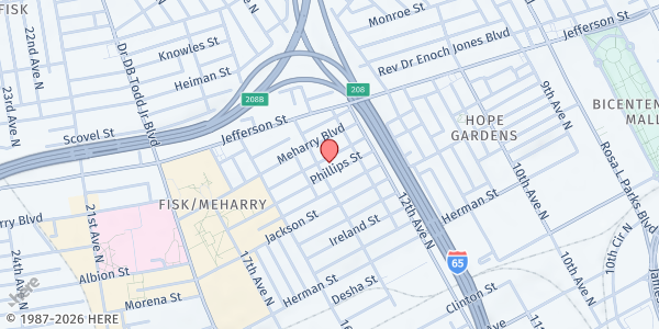 Map showing Clark Memorial UMC at 1014 14th Ave North, Nashville-Davidson, TN