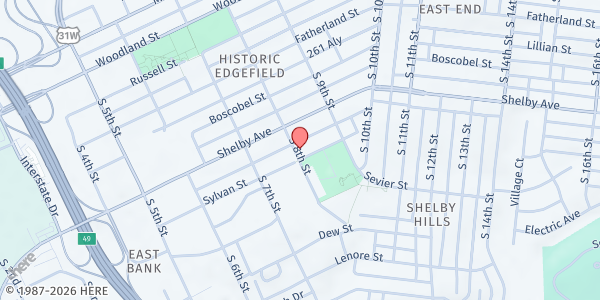 Map showing Community Care Fellowship at 511 South 8th Street, Nashville-Davidson, TN