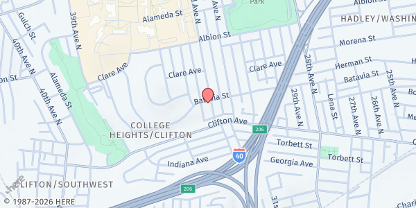 Map showing Corinthian Baptist Church at 819 33rd Ave N, Nashville-Davidson, TN