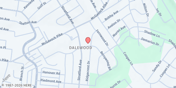 Map showing Dalewood UMC at 2300 Ridgecrest Dr., Nashville-Davidson, TN