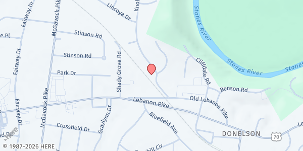 Map showing Donelson Church of Christ - Help Center at 3265 Knobview Drive, Nashville-Davidson, TN