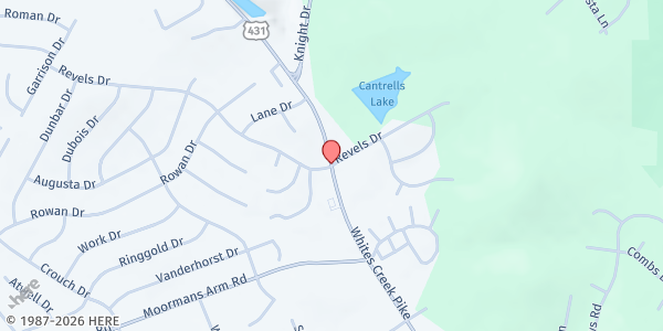 Map showing Faith United Baptist Church at 600 Revels Drive, Nashville-Davidson, TN