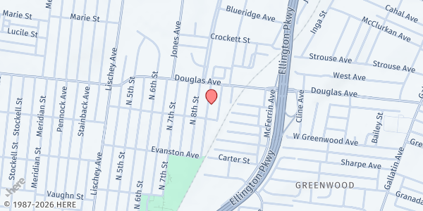 Map showing First Street Missionary Baptist Church at 1206 Montgomery Ave., Nashville-Davidson, TN