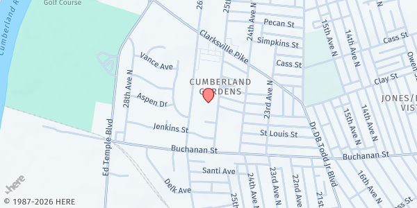 Map showing McGruder Family Resource Center at 2013 25th Ave North, Nashville-Davidson, TN