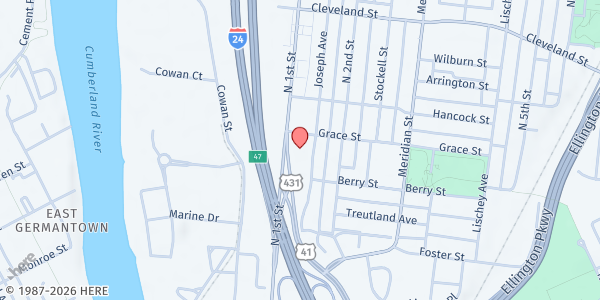 Map showing Salvation Army - Area Command at 631 Dickerson Road, Nashville-Davidson, TN