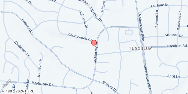 Map showing St. Mina Coptic Orthodox Church at 476 McMurray Drive, Nashville-Davidson, TN