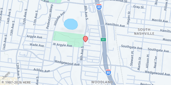 Map showing St. Paul's Lutheran Church at 1628 8th Ave. North, Nashville-Davidson, TN