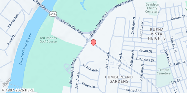 Map showing True Way Church at 2715 Clarksville Highway, Nashville-Davidson, TN