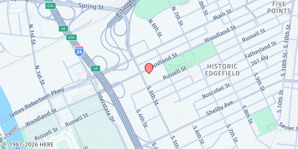 Map showing 510 Foundation at 510 Woodland St., Nashville, TN