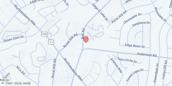 Map showing Bell Road Church of the Nazarene at 414 Bell Road, Nashville, TN