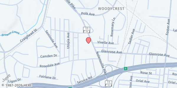 Map showing Catholic Charities FRC at Casa Azafran at 2195 Nolensville Pike, Nashville, TN