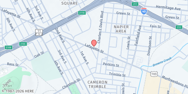 Map showing Church of the Messiah - Beyond The Walls at 88 Lafayette Street, Nashville, TN