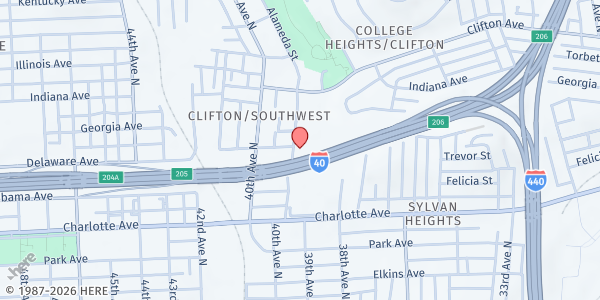 Map showing Dream Streets at 520 39th Avenue North, Nashville, TN