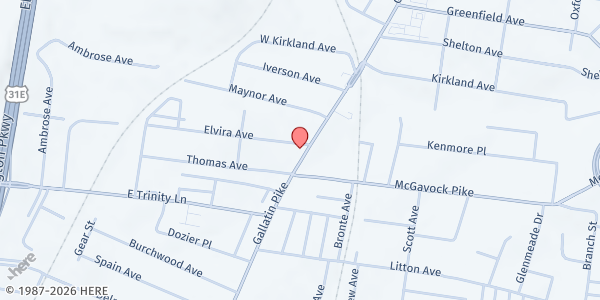 Map showing East Nashville Co-Op Ministry at 3115 Gallatin Pike, Nashville, TN