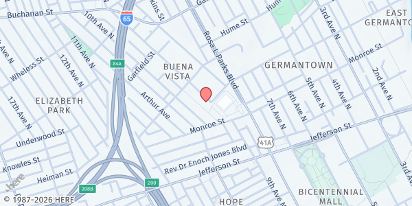 Map showing Inspiritus - Neighbor Care Pantry at 1401 9th Ave N, Nashville, TN