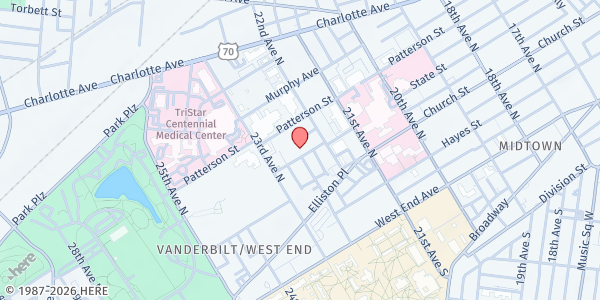 Map showing Ladies of Charity Welfare - Main Location at 2212 State Street, Nashville, TN