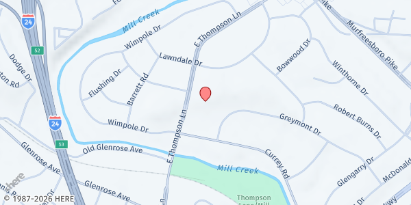 Map showing Nourish Food Bank - South Nashville at 416 E. Thompson Lane, Nashville, TN