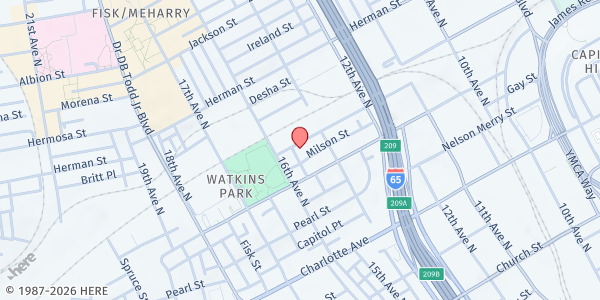 Map showing Provisions Ministries Foundry at 1419 Clinton Street, Nashville, TN