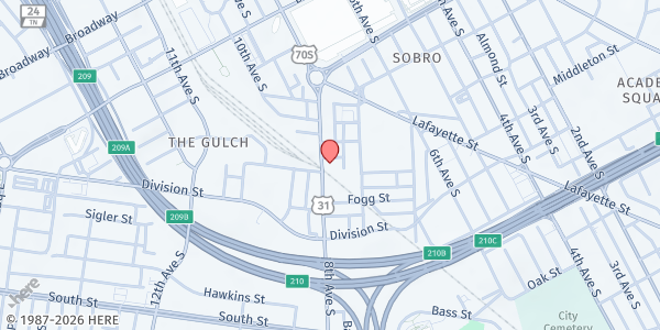 Map showing Room in the Inn at 532 8th Ave. S., Nashville, TN