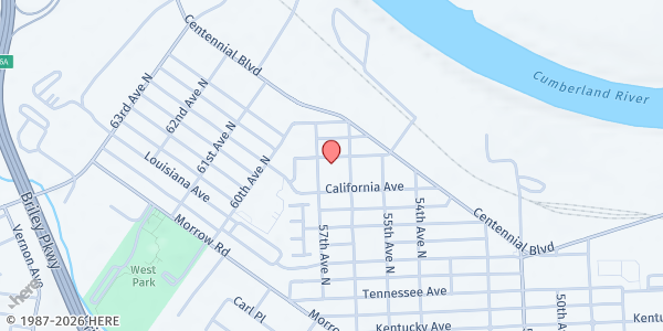 Map showing St. Luke's Community Church at 5601 New York Ave., Nashville, TN