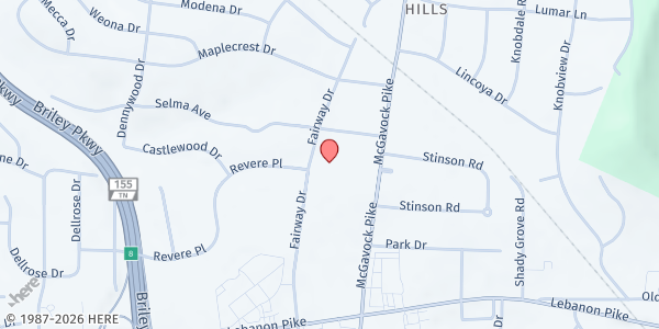 Map showing St. Philip's Episcopal Church at 85 Fairway Drive, Nashville, TN