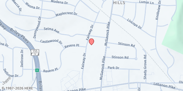 Map showing St. Philip's Food Pantry at 85 Fairway Drive, Nashville, TN